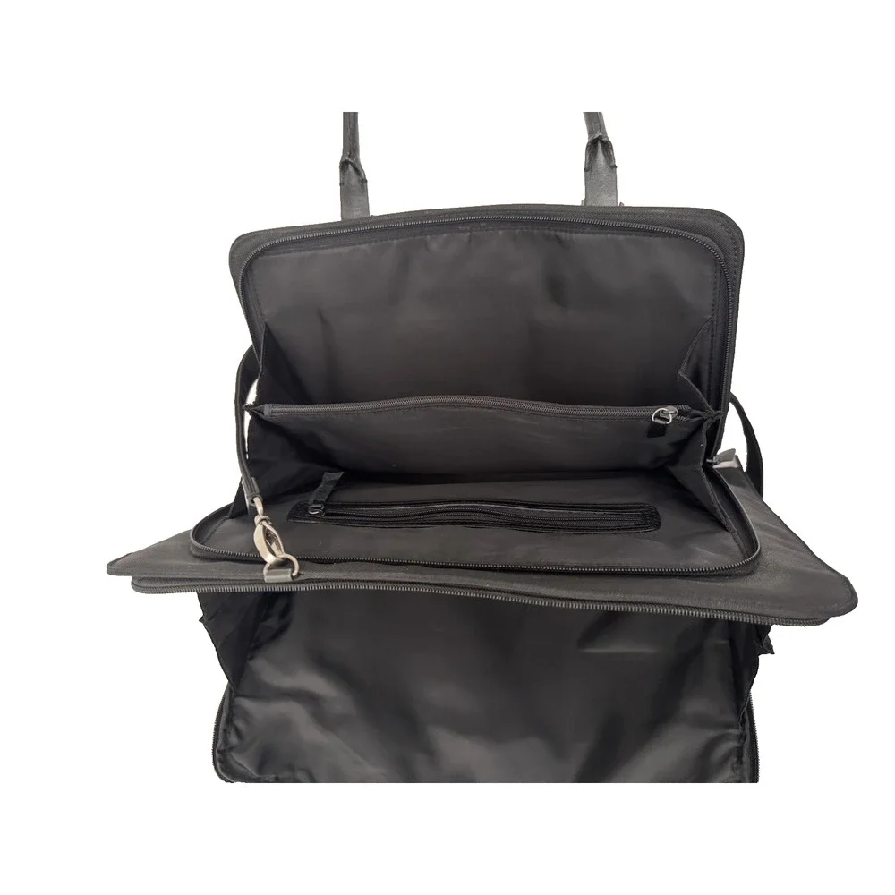 Francesco Biasia Work Tote Bag Black Nylon Leather-Trim Office Laptop Organizer